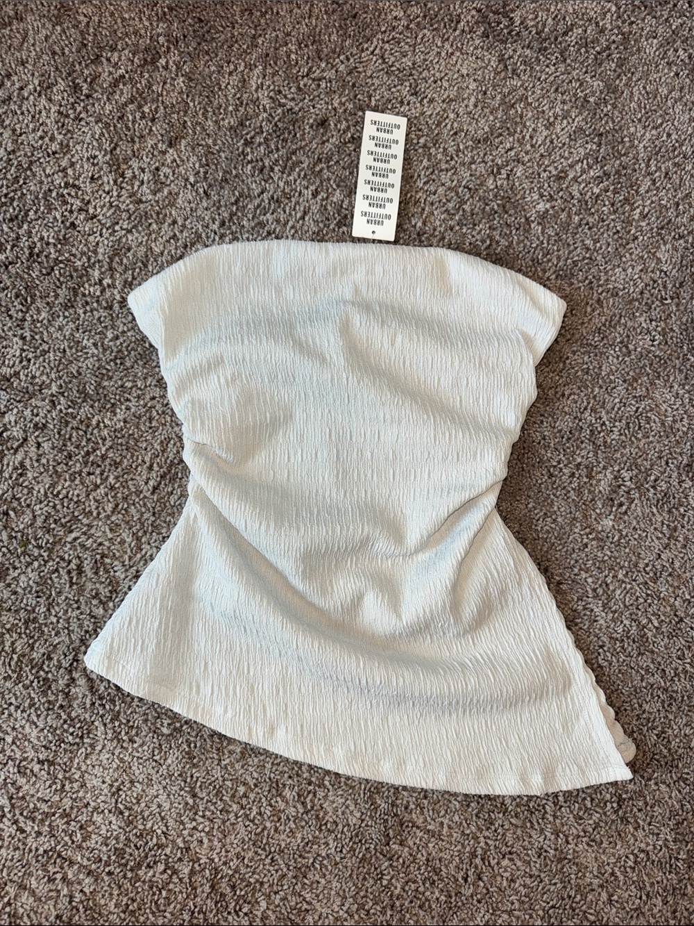 Urban Outfitters NWT Small Petite White Crinkled Strapless Textured Tube Top
